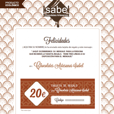 Tarjeta regalo chocolate gourmet