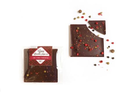 Carré Chocolate Negro y 5 Pimientas ECO y BIO