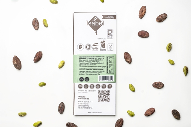 Tableta Chocolate BIO Bean To Bar Pistacho - Fairtrade