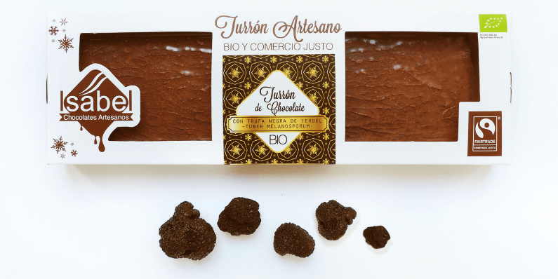 turrón de chocolate bio con trufa negra de teruel