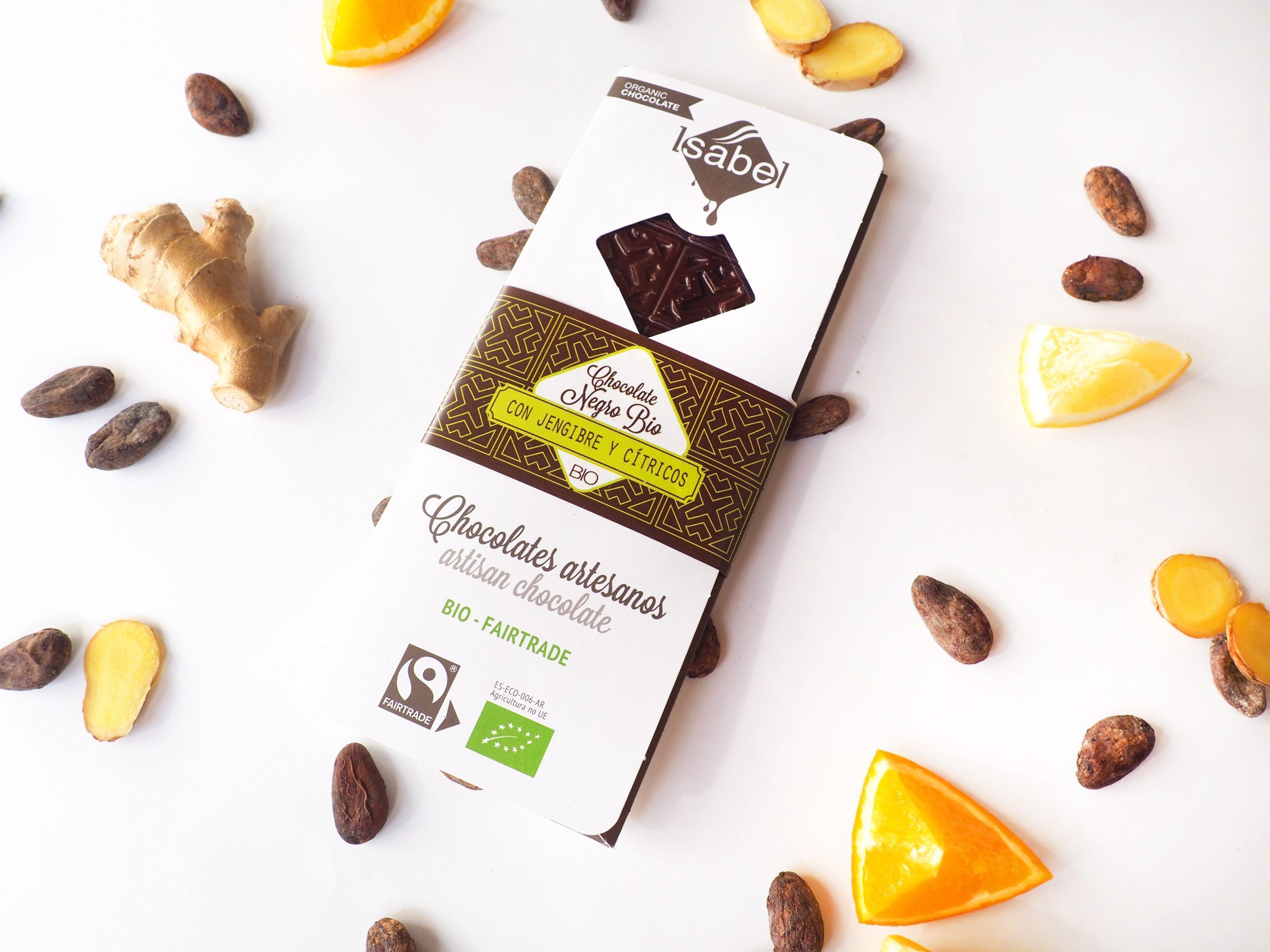 Tableta Chocolate Negro con Jengibre y Cíticos, ECO y BIO