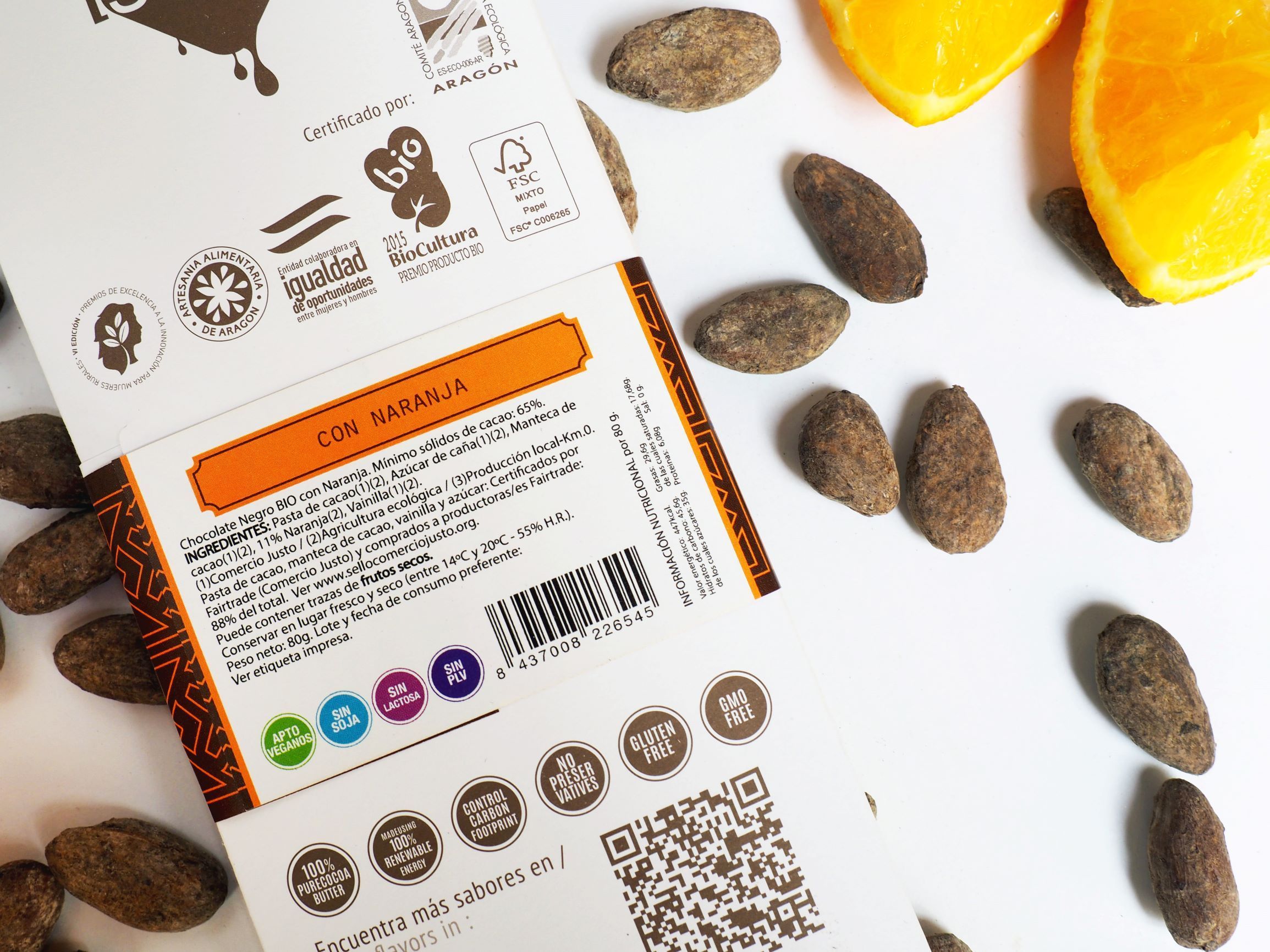 Tableta de Chocolate Negro con Naranaja -BIO y ECO 2